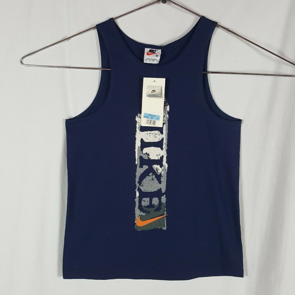 Vtg 90s Nike Spell Out Boys Tank Top M Double